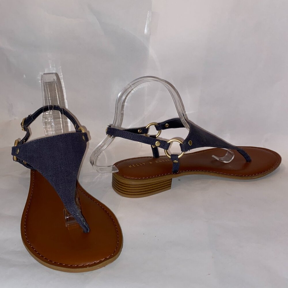 Kelly & Katie Bania Thong Sandals, Blue Denim, Women's Size 10